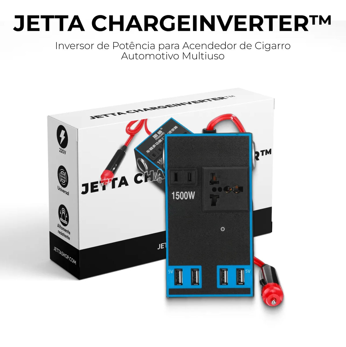 Inversor de Potência para Acendedor de Cigarro Automotivo Multiuso | Jetta ChargeInverter™